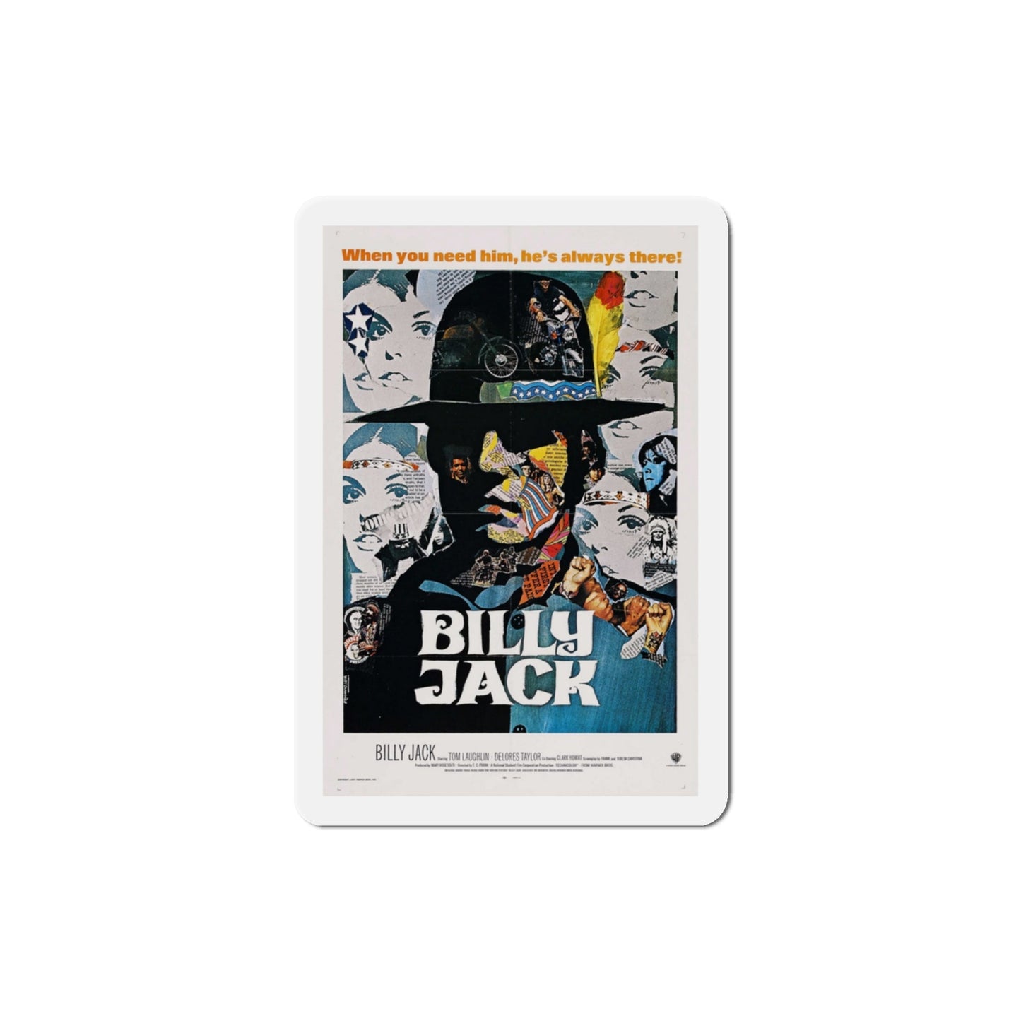 Billy Jack 1973 Movie Poster Die-Cut Magnet-3 Inch-The Sticker Space