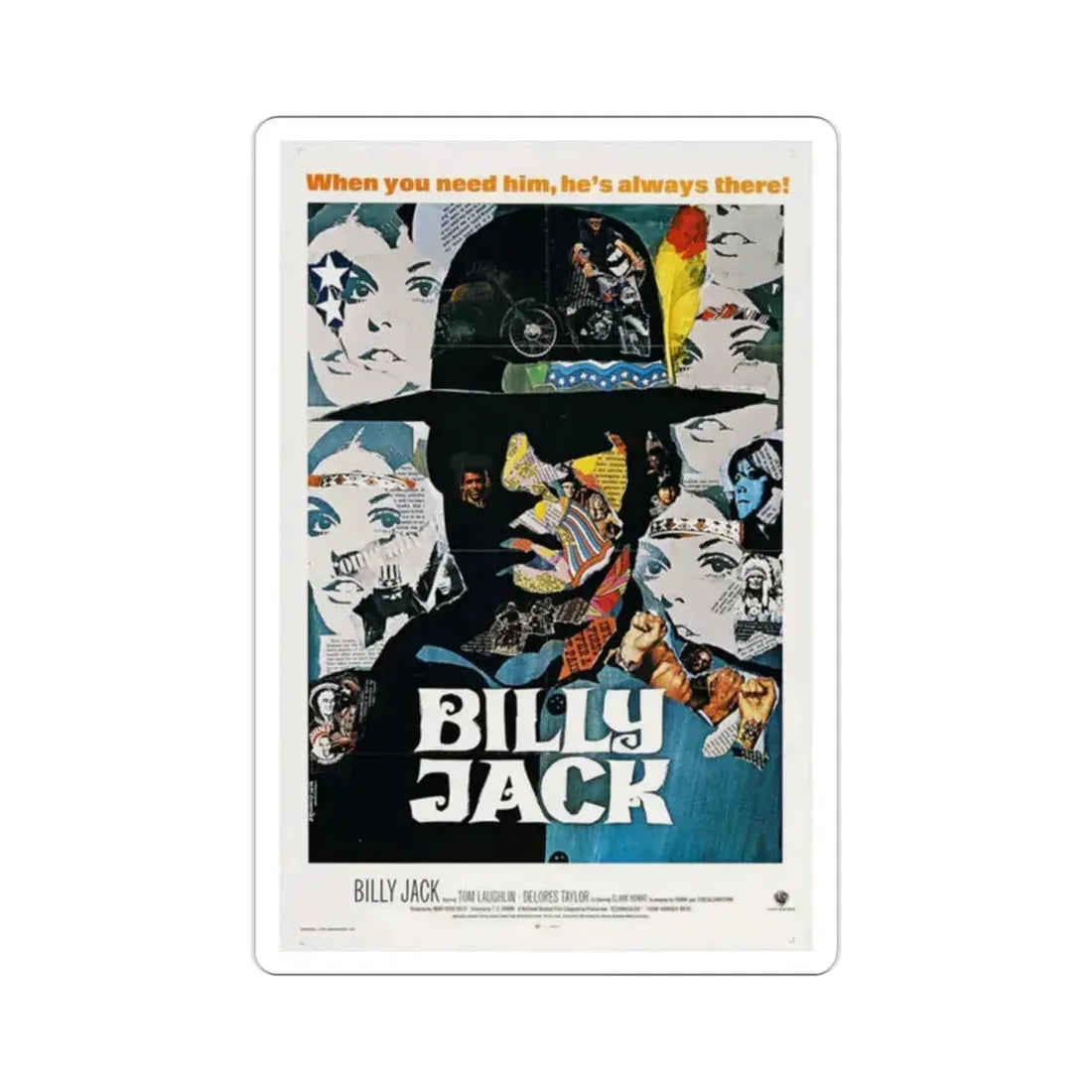 Billy Jack 1973 Movie Poster STICKER Vinyl Die-Cut Decal 2 Inch - The Sticker Space
