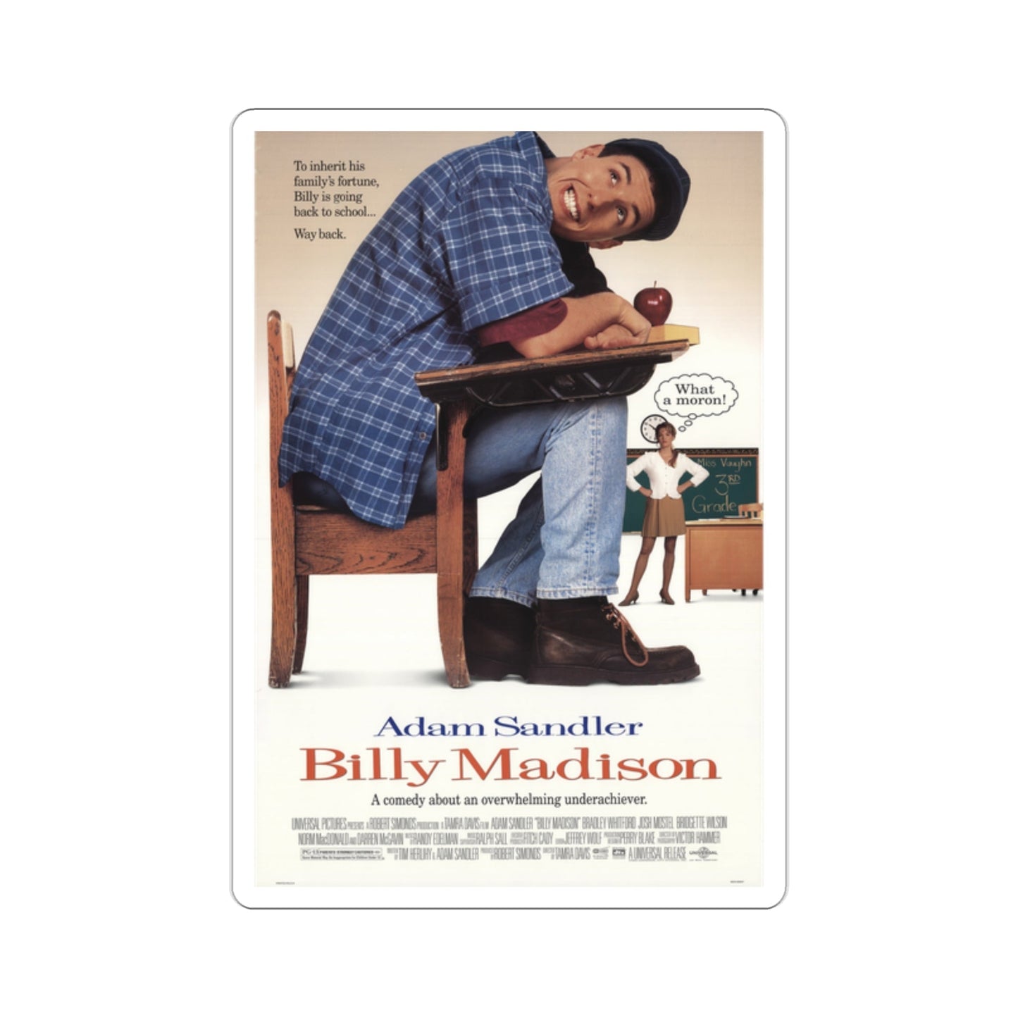 Billy Madison 1995 Movie Poster STICKER Vinyl Die-Cut Decal-2 Inch-The Sticker Space