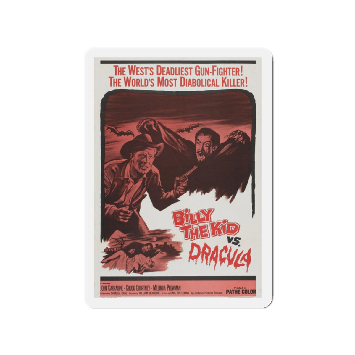 BILLY THE KID VS DRACULA 1966 Movie Poster - Die-Cut Magnet-2" x 2"-The Sticker Space