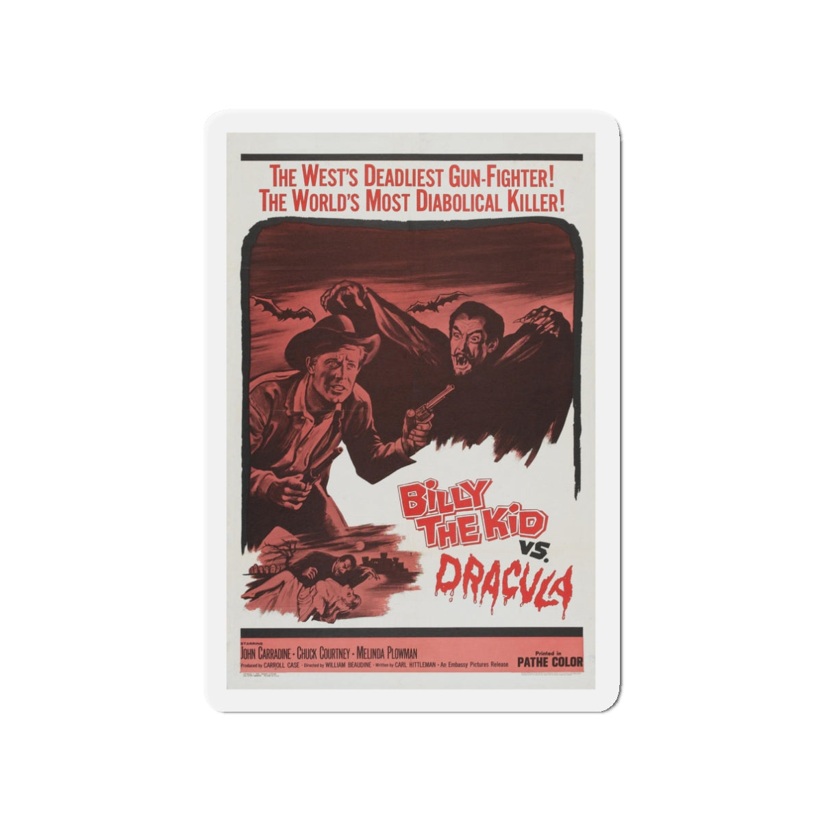 BILLY THE KID VS DRACULA 1966 Movie Poster - Die-Cut Magnet-3" x 3"-The Sticker Space