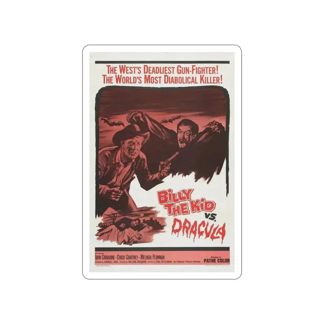 BILLY THE KID VS DRACULA 1966 Movie Poster STICKER Vinyl Die-Cut Decal 3 Inch - The Sticker Space