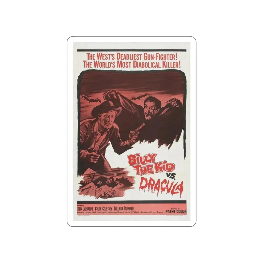 BILLY THE KID VS DRACULA 1966 Movie Poster STICKER Vinyl Die-Cut Decal 5 Inch - The Sticker Space