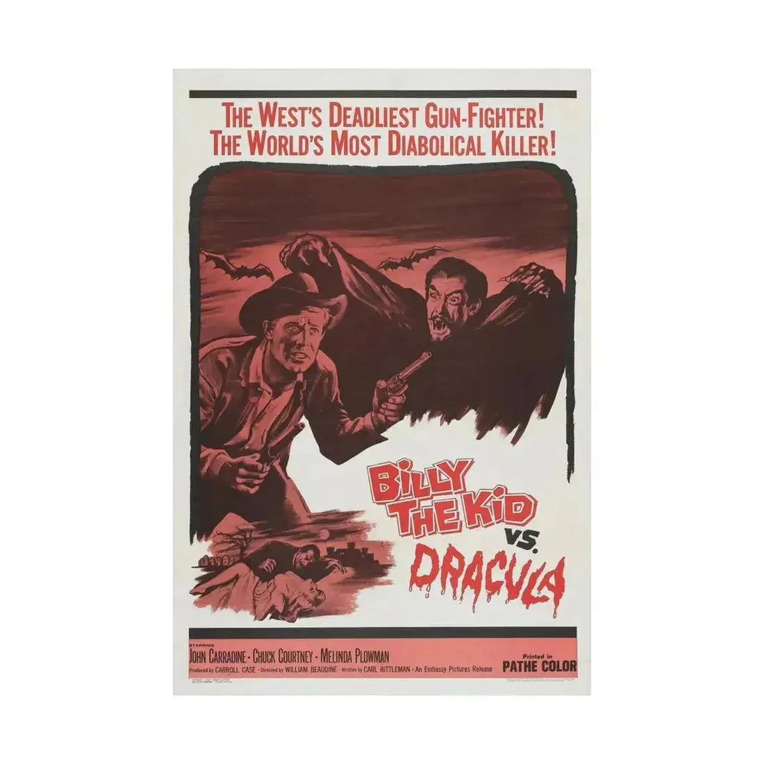 BILLY THE KID VS DRACULA 1966 - Paper Movie Poster - The Sticker Space
