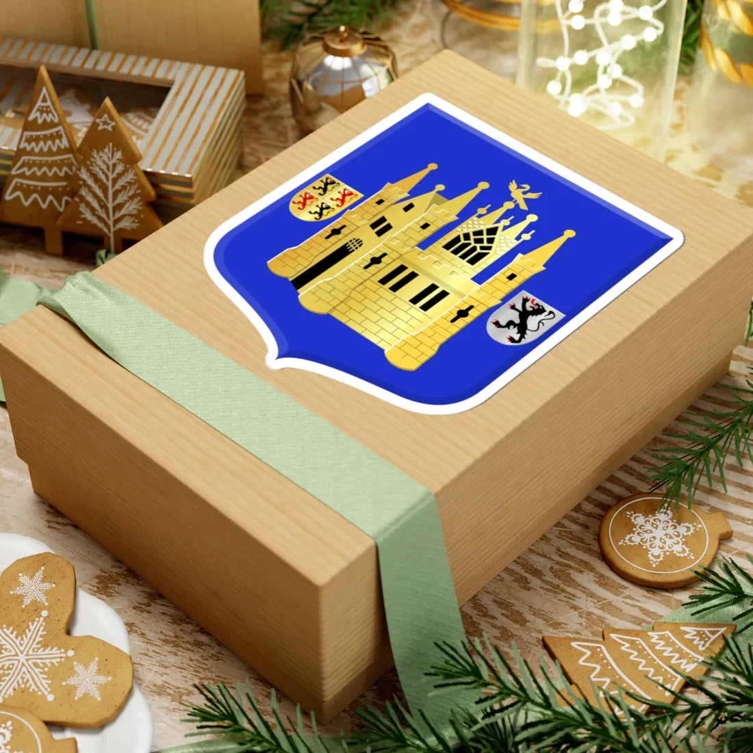 Binche wapen (Belgium) (Coat of Arms) STICKER Vinyl Kiss-Cut Decal - The Sticker Space