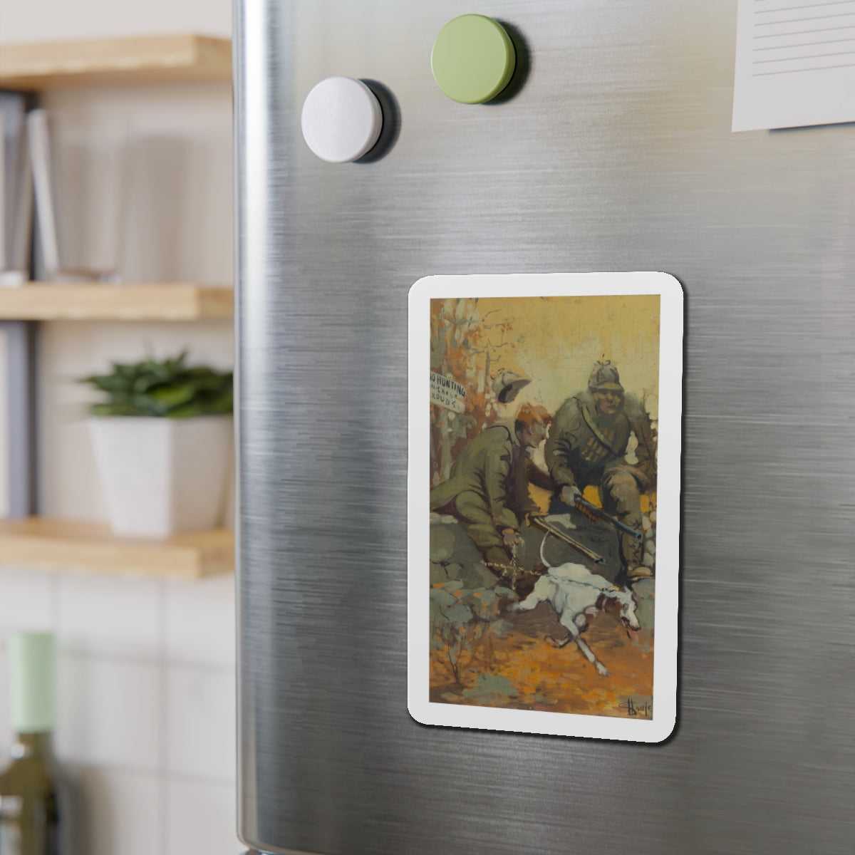 Bird Hunting (Magazine Illustration) Refrigerator Magnet-The Sticker Space