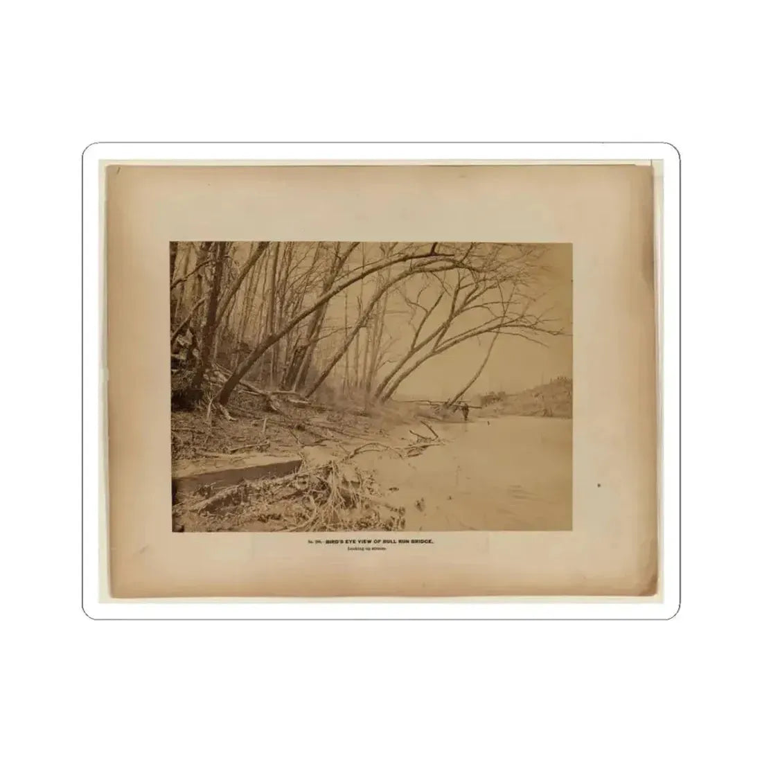 Bird's Eye View of Bull Run Bridge, Looking Up Stream (U.S. Civil War) STICKER Vinyl Kiss-Cut Decal 3 Inch White - The Sticker Space