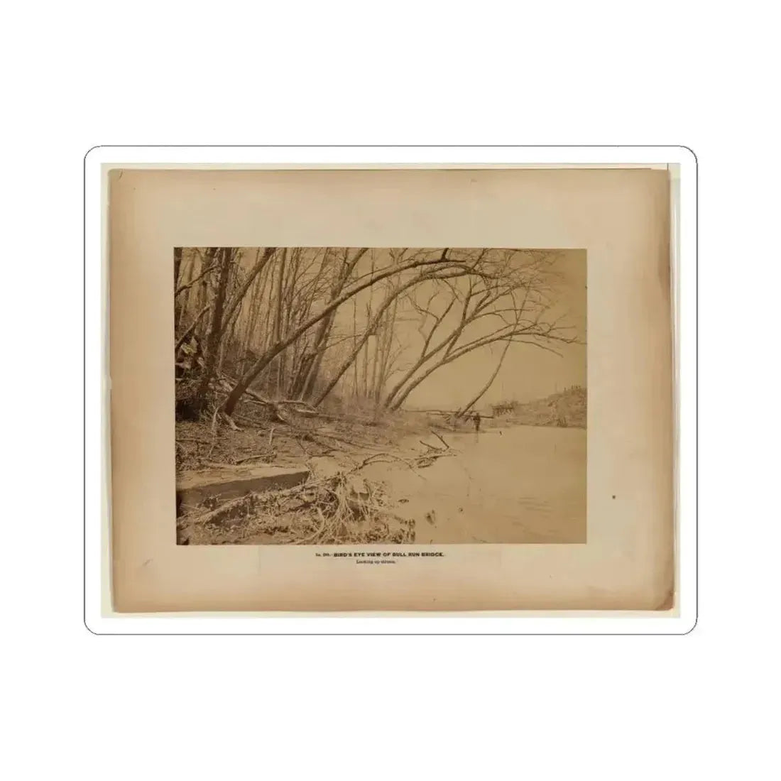 Bird's Eye View of Bull Run Bridge, Looking Up Stream (U.S. Civil War) STICKER Vinyl Kiss-Cut Decal 4 Inch White - The Sticker Space