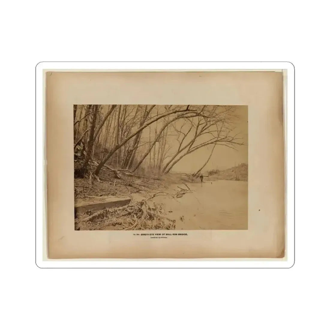 Bird's Eye View of Bull Run Bridge, Looking Up Stream (U.S. Civil War) STICKER Vinyl Kiss-Cut Decal 6 Inch White - The Sticker Space