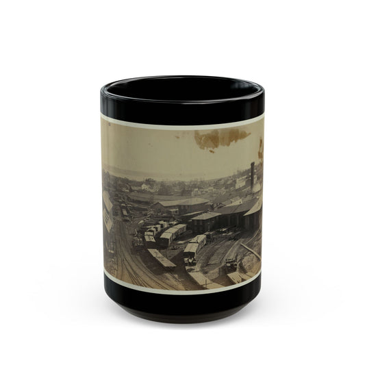 Bird's Eye View Of Machine Shops, With East Yard Of Orange & Alexandria Railroad (U.S. Civil War) Black Coffee Mug