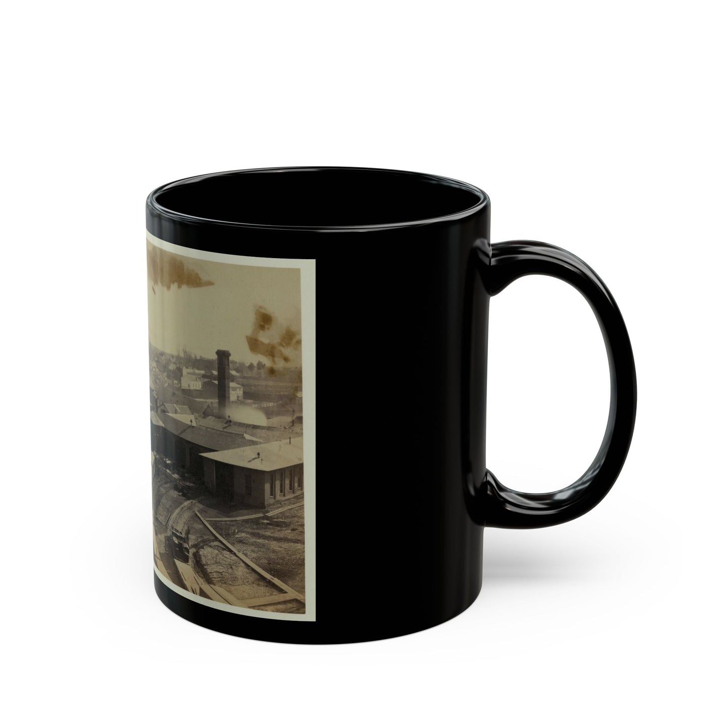 Bird's Eye View Of Machine Shops, With East Yard Of Orange & Alexandria Railroad (U.S. Civil War) Black Coffee Mug