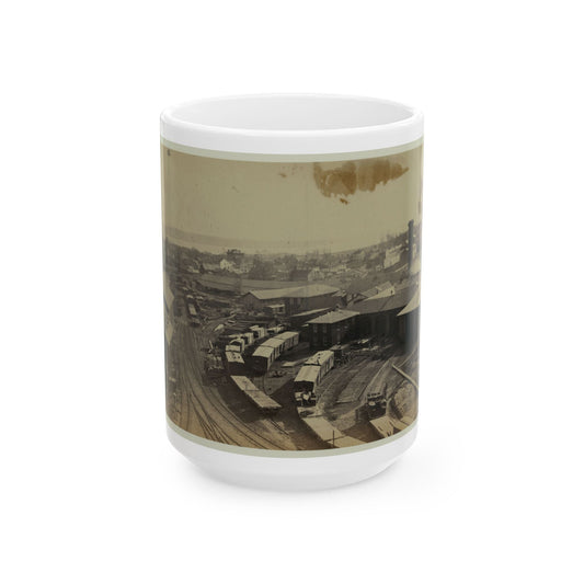 Bird's Eye View Of Machine Shops, With East Yard Of Orange & Alexandria Railroad (U.S. Civil War) White Coffee Mug