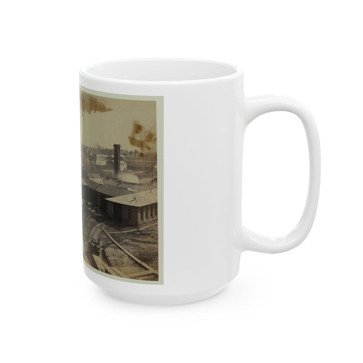 Bird's Eye View Of Machine Shops, With East Yard Of Orange & Alexandria Railroad (U.S. Civil War) White Coffee Mug