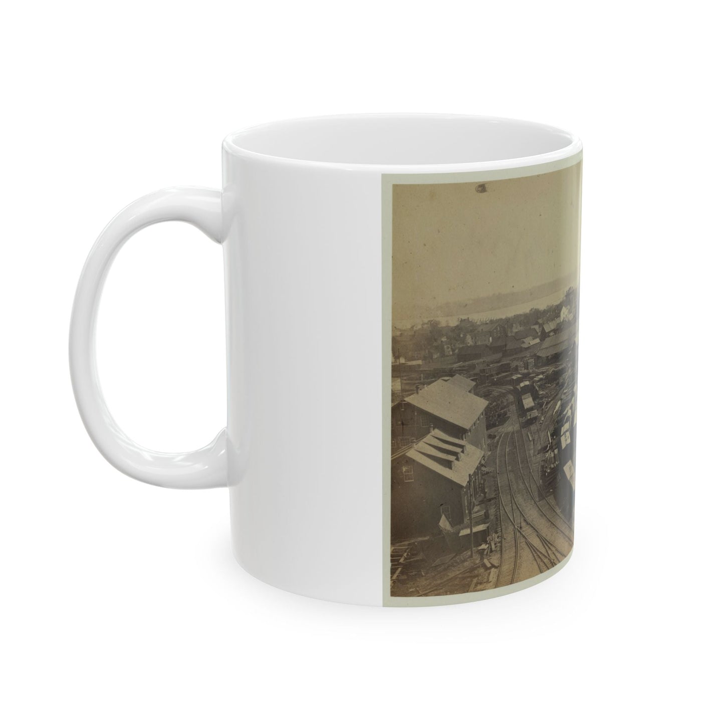 Bird's Eye View Of Machine Shops, With East Yard Of Orange & Alexandria Railroad (U.S. Civil War) White Coffee Mug