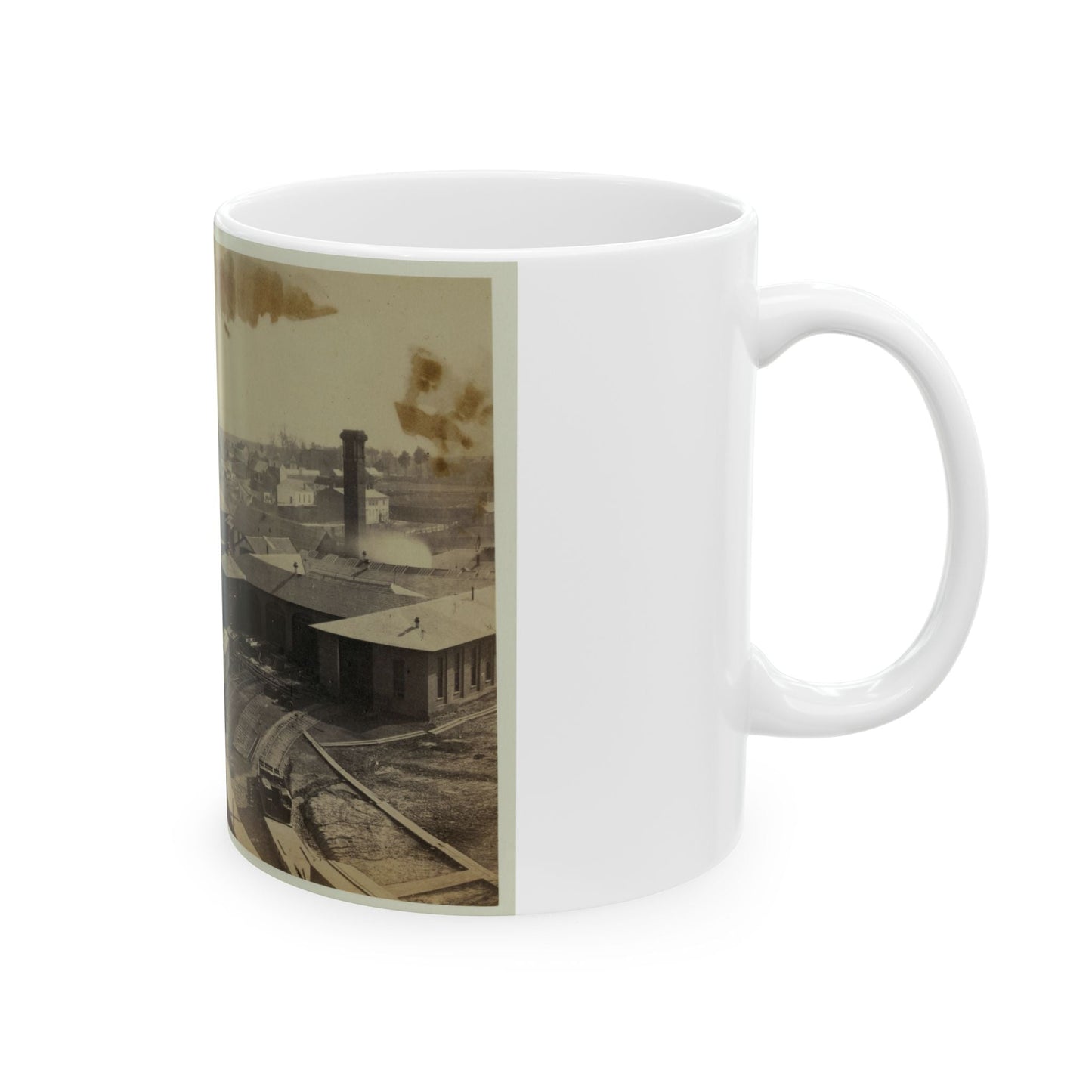 Bird's Eye View Of Machine Shops, With East Yard Of Orange & Alexandria Railroad (U.S. Civil War) White Coffee Mug