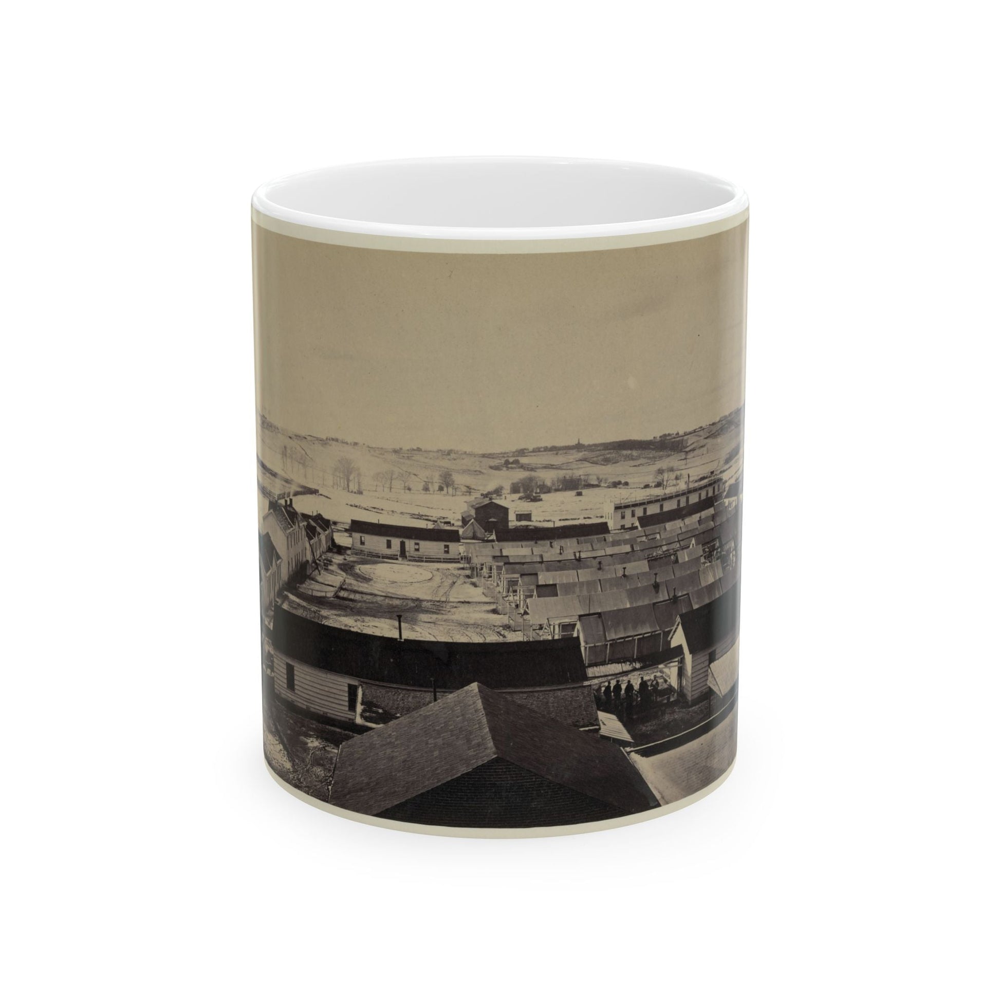 Bird's-Eye View Of Sickel Hospital, Alexandria, Va. (U.S. Civil War) White Coffee Mug-11oz-The Sticker Space