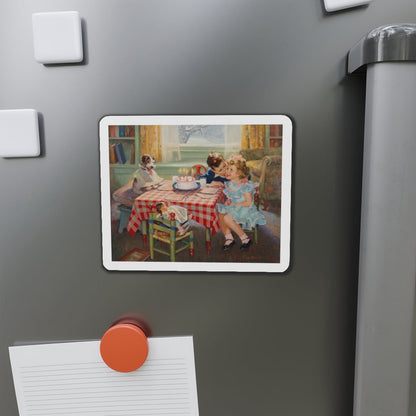 Birthday Kisses (Magazine Illustration) Refrigerator Magnet-The Sticker Space