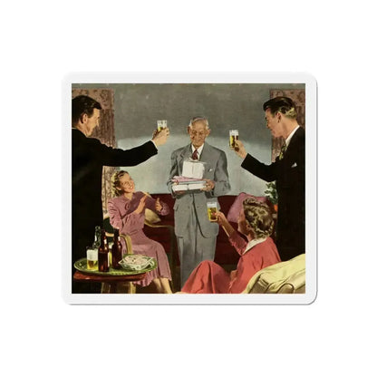 Birthday Party For Dad, 1949 (Magazine Illustration) Refrigerator Magnet 5 Inch Die-Cut - The Sticker Space