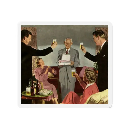 Birthday Party For Dad, 1949 (Magazine Illustration) Refrigerator Magnet - The Sticker Space