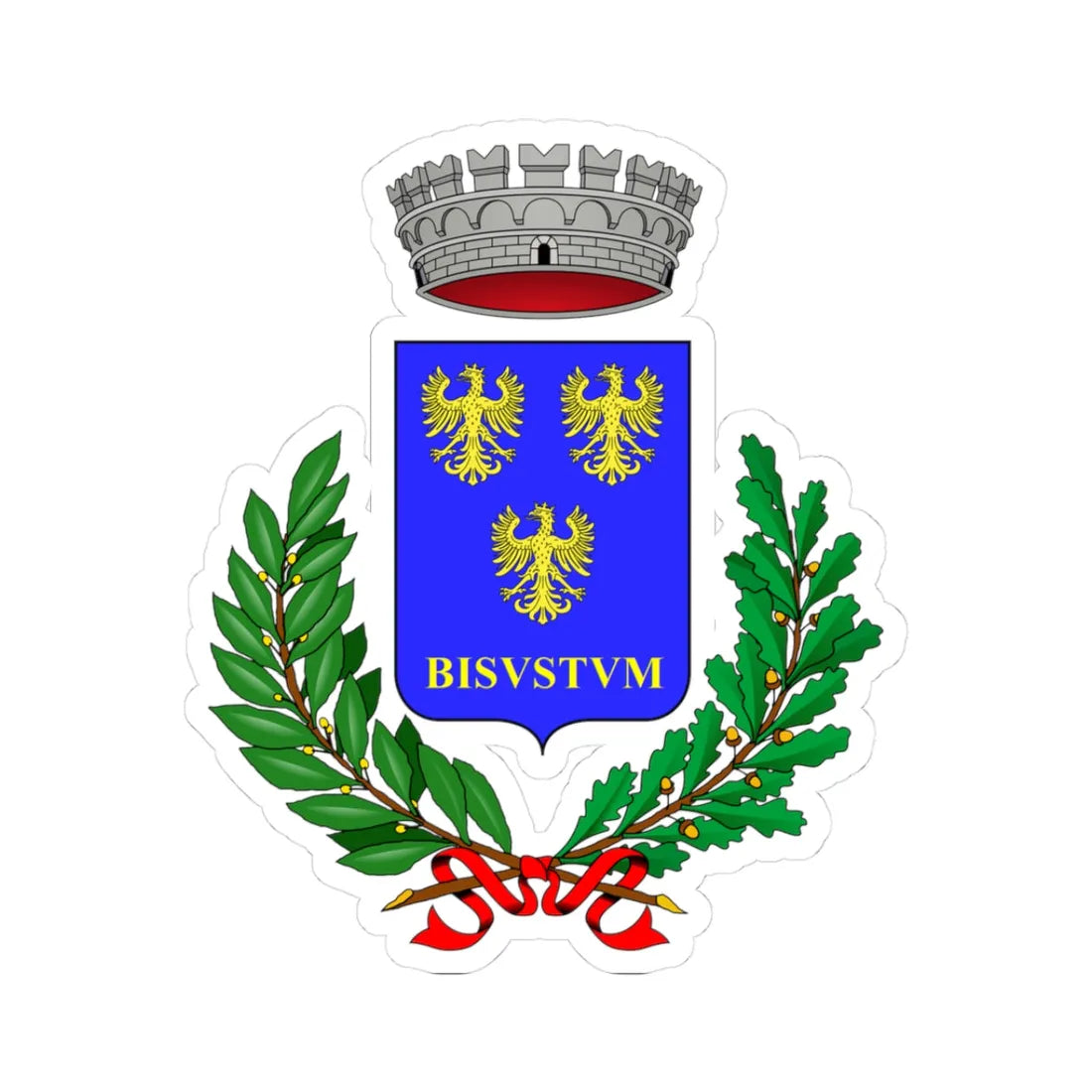 Bisuschio-Stemma (Italy) (Coat of Arms) STICKER Vinyl Kiss-Cut Decal 3 Inch White - The Sticker Space