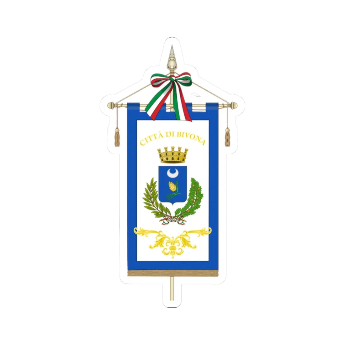 Bivona-Gonfalone (Italy) (Coat of Arms) STICKER Vinyl Kiss-Cut Decal 2 Inch White - The Sticker Space