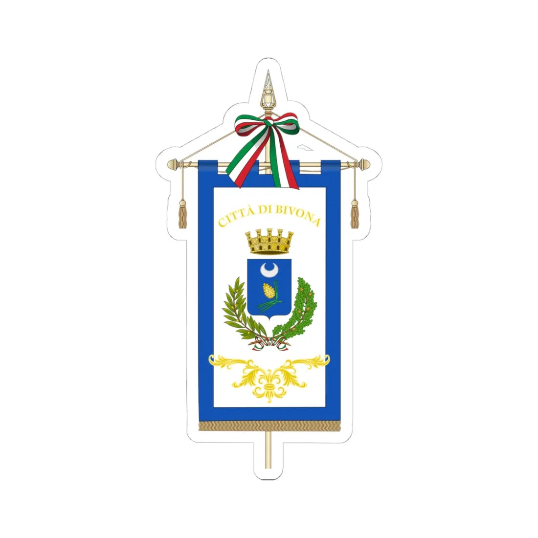 Bivona-Gonfalone (Italy) (Coat of Arms) STICKER Vinyl Kiss-Cut Decal 4 Inch White - The Sticker Space