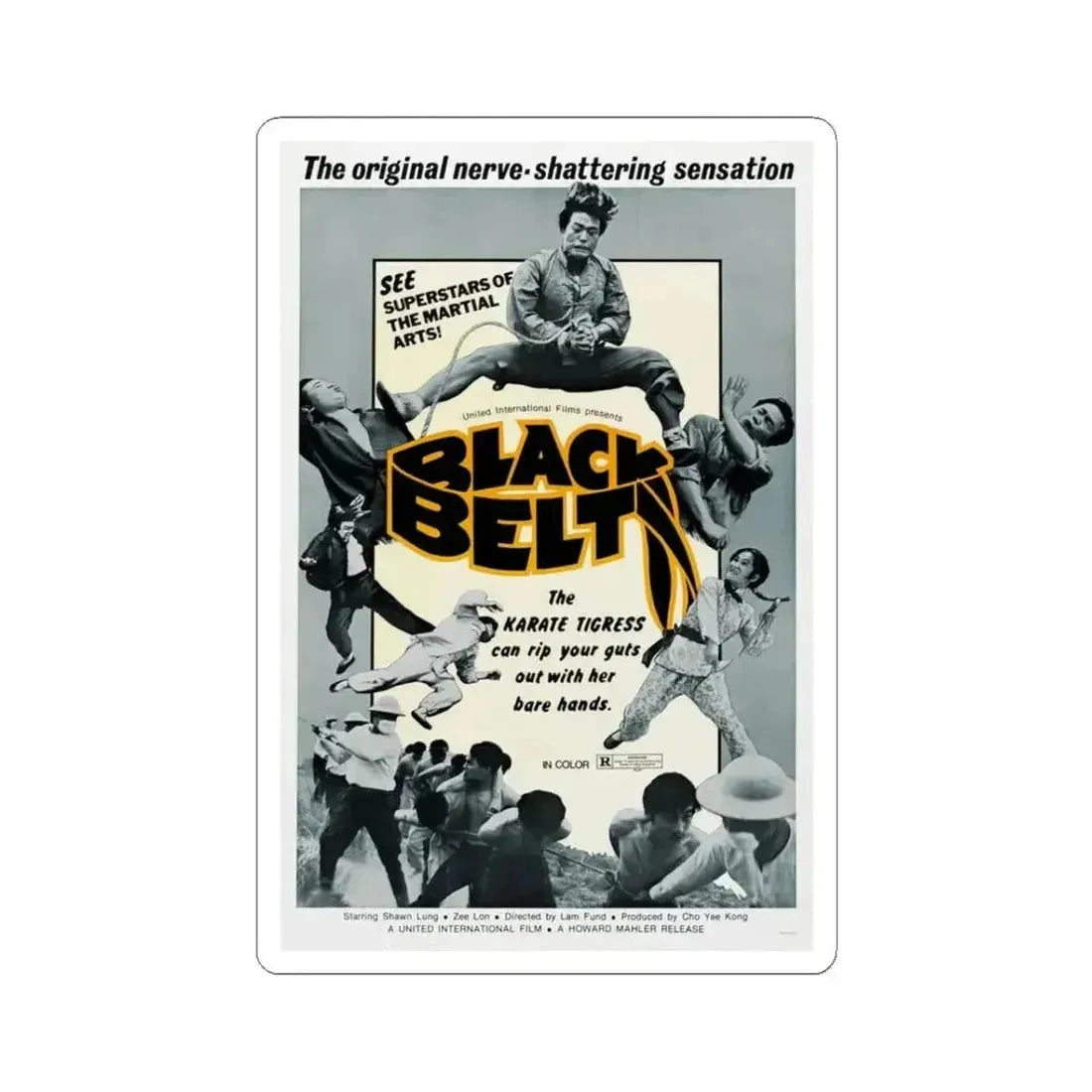 BLACK BELT 1973 Movie Poster - STICKER Vinyl Kiss-Cut Decal 3 Inch White - The Sticker Space