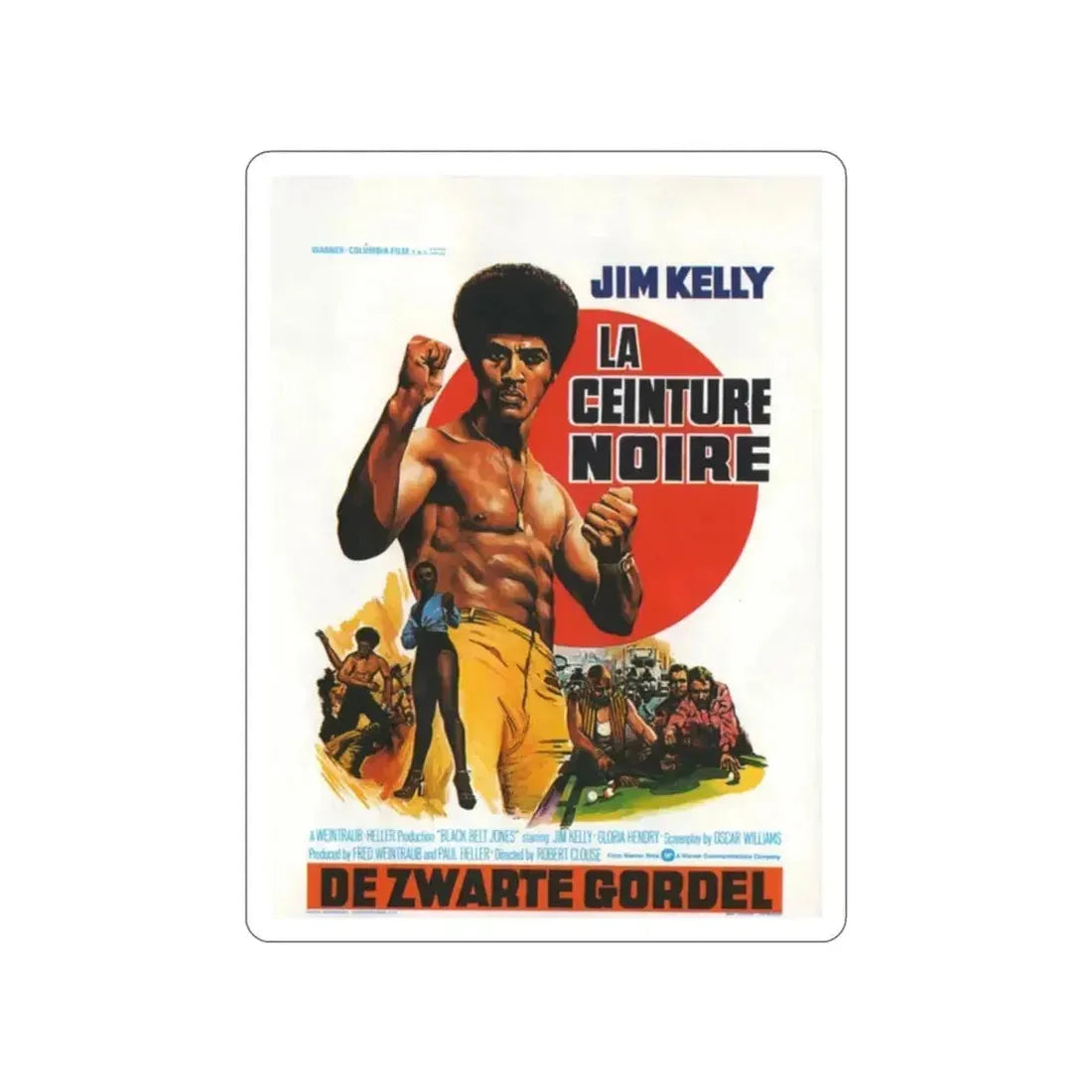 BLACK BELT JONES (BELGIAN) 1974 Movie Poster STICKER Vinyl Die-Cut Decal - The Sticker Space