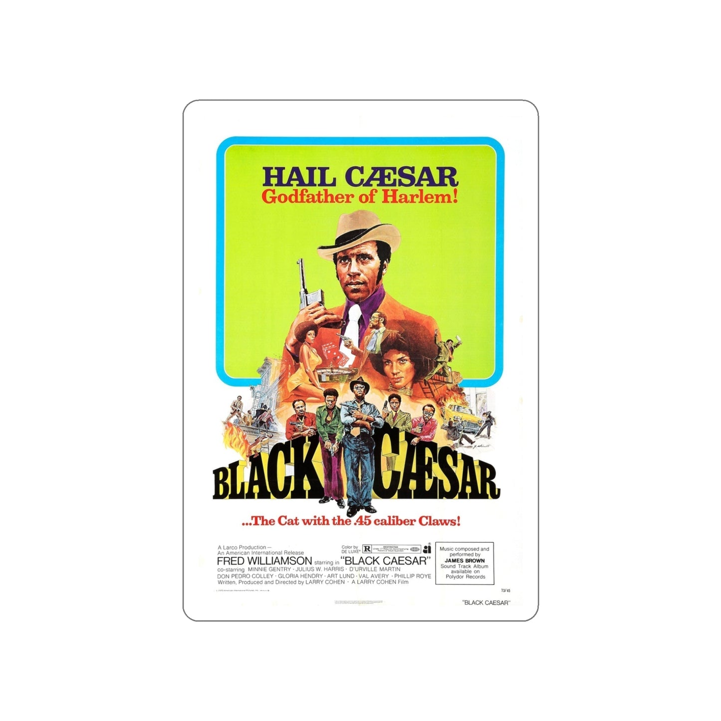 BLACK CAESAR 1973 Movie Poster STICKER Vinyl Die-Cut Decal-5 Inch-The Sticker Space