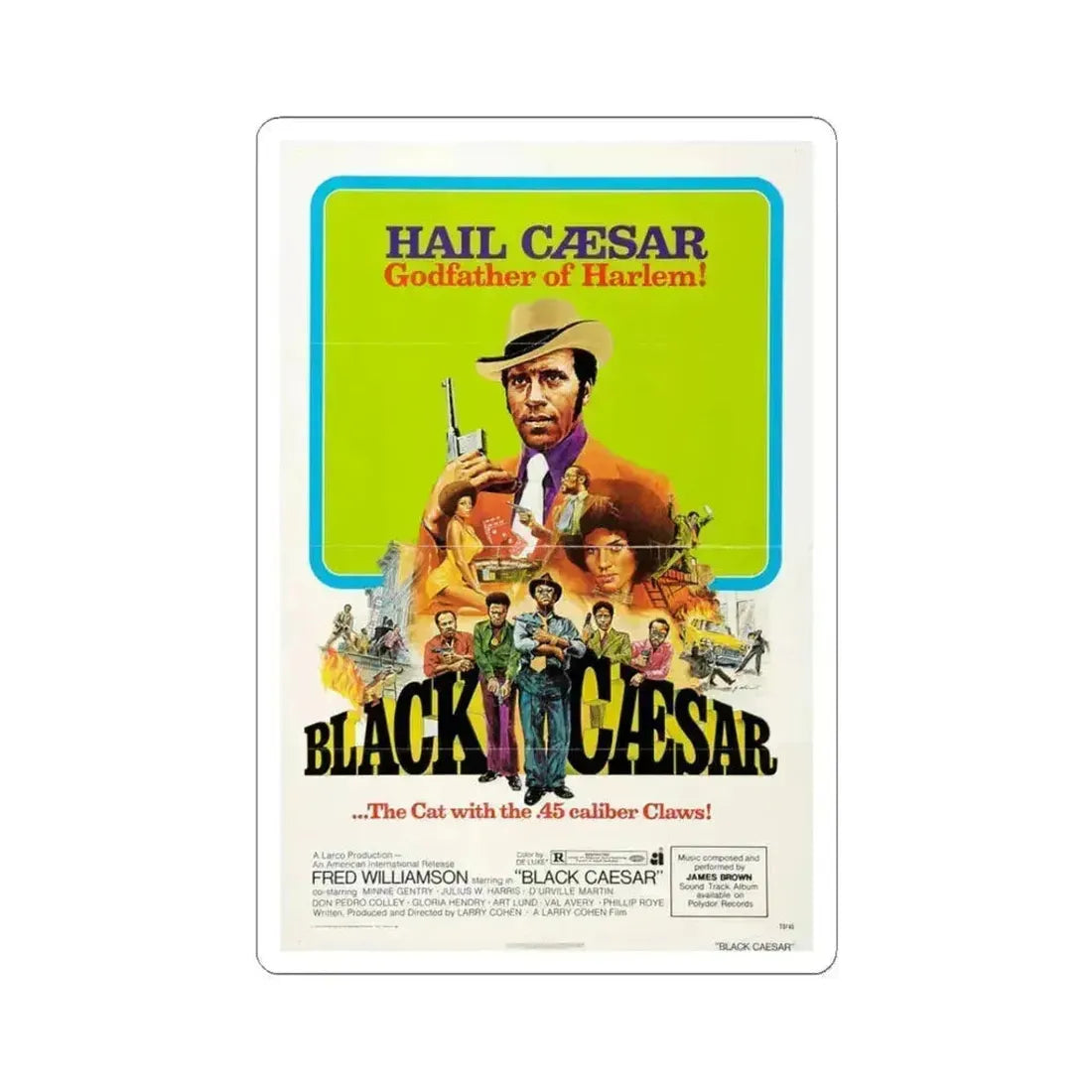 Black Caesar 1973 Movie Poster - STICKER Vinyl Kiss-Cut Decal 3 Inch White - The Sticker Space