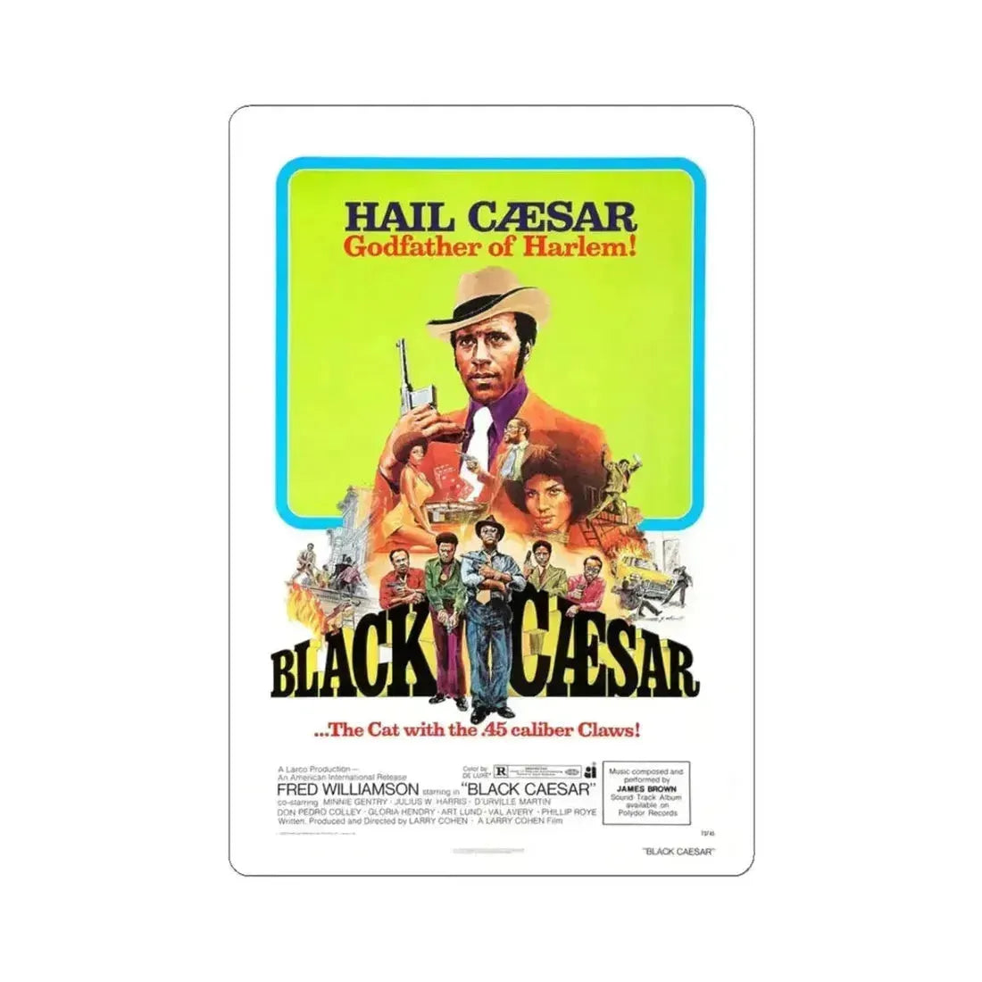 BLACK CAESAR 1973 Movie Poster - STICKER Vinyl Kiss-Cut Decal 3 Inch White - The Sticker Space