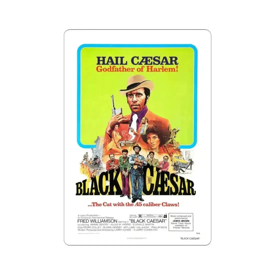 BLACK CAESAR 1973 Movie Poster - STICKER Vinyl Kiss-Cut Decal 4 Inch White - The Sticker Space
