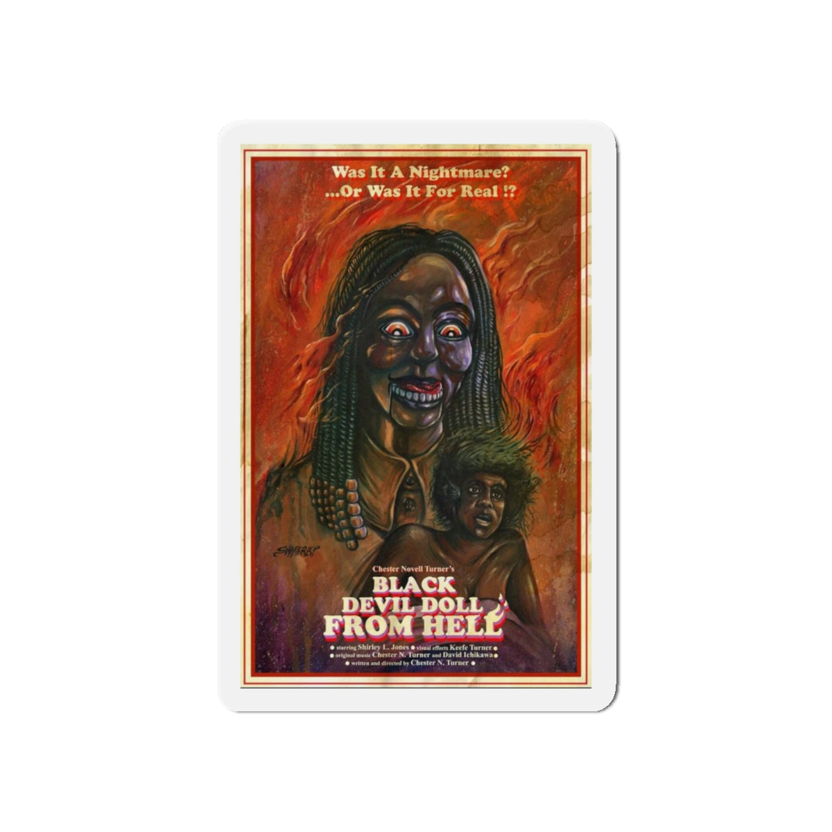 BLACK DEVIL DOLL FROM HELL 1984 Movie Poster - Die-Cut Magnet-5" x 5"-The Sticker Space