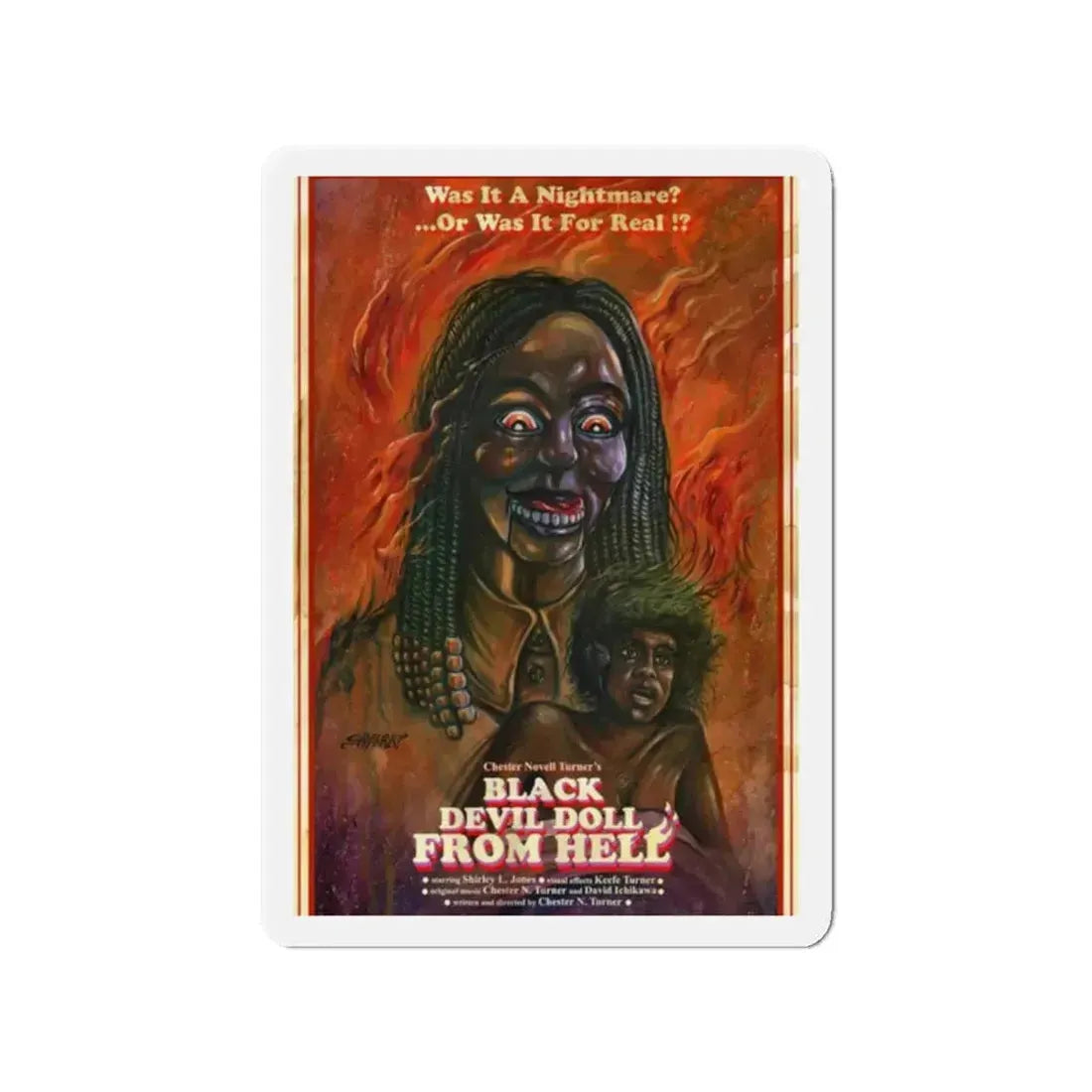 BLACK DEVIL DOLL FROM HELL 1984 Movie Poster - Refrigerator Magnet 2 Inch - The Sticker Space