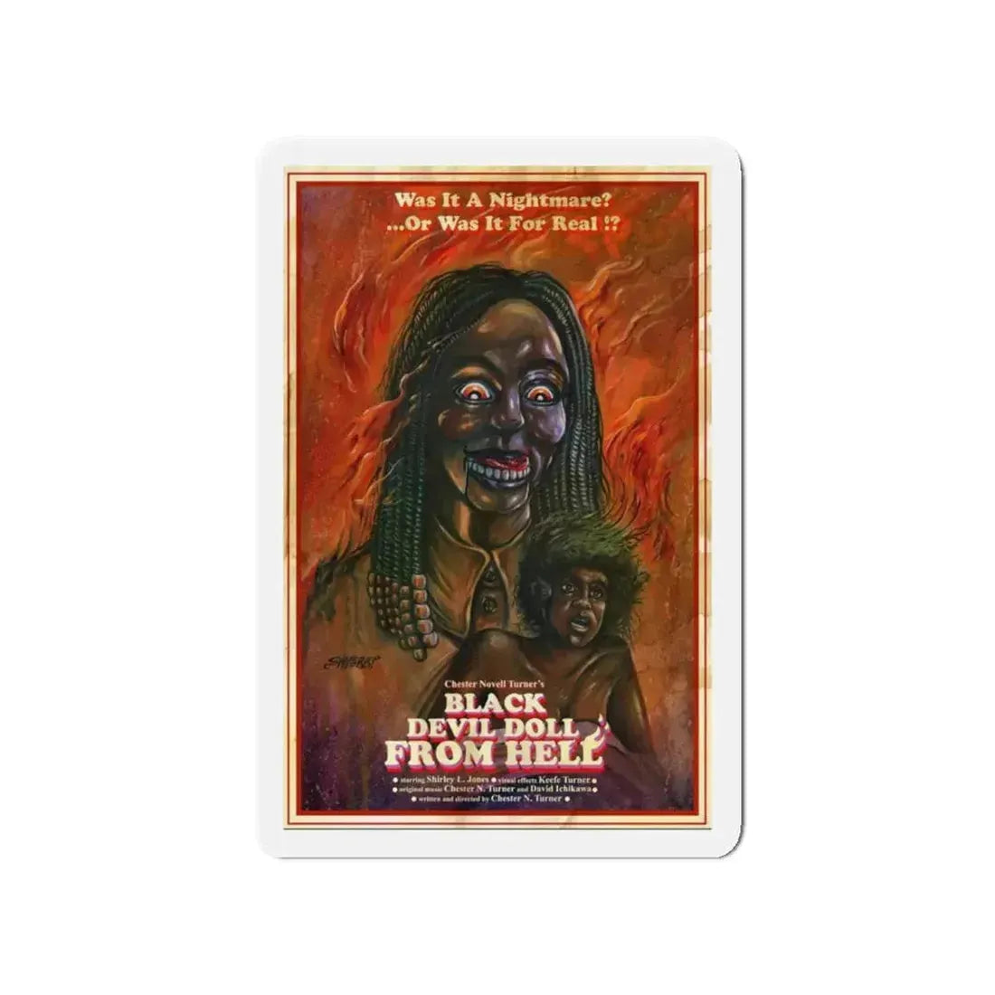BLACK DEVIL DOLL FROM HELL 1984 Movie Poster - Refrigerator Magnet 4 Inch - The Sticker Space