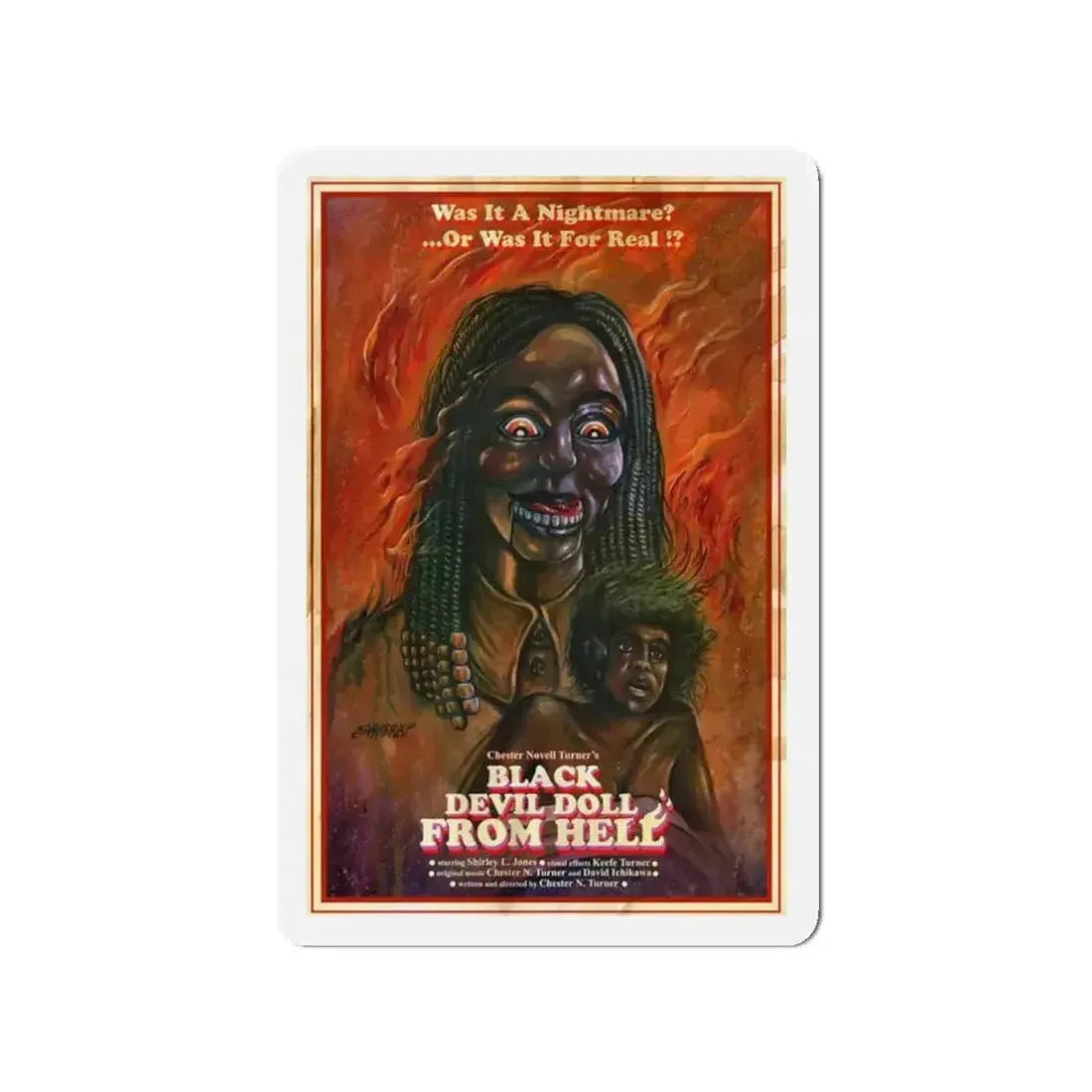 BLACK DEVIL DOLL FROM HELL 1984 Movie Poster - Refrigerator Magnet - The Sticker Space