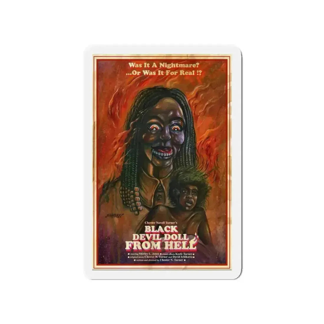 BLACK DEVIL DOLL FROM HELL 1984 Movie Poster - Refrigerator Magnet - The Sticker Space
