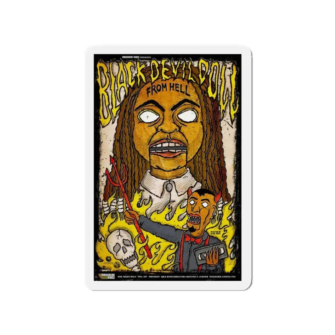 BLACK DEVIL DOLL FROM HELL (RERELEASE) 1984 Movie Poster - Refrigerator Magnet 3 Inch - The Sticker Space