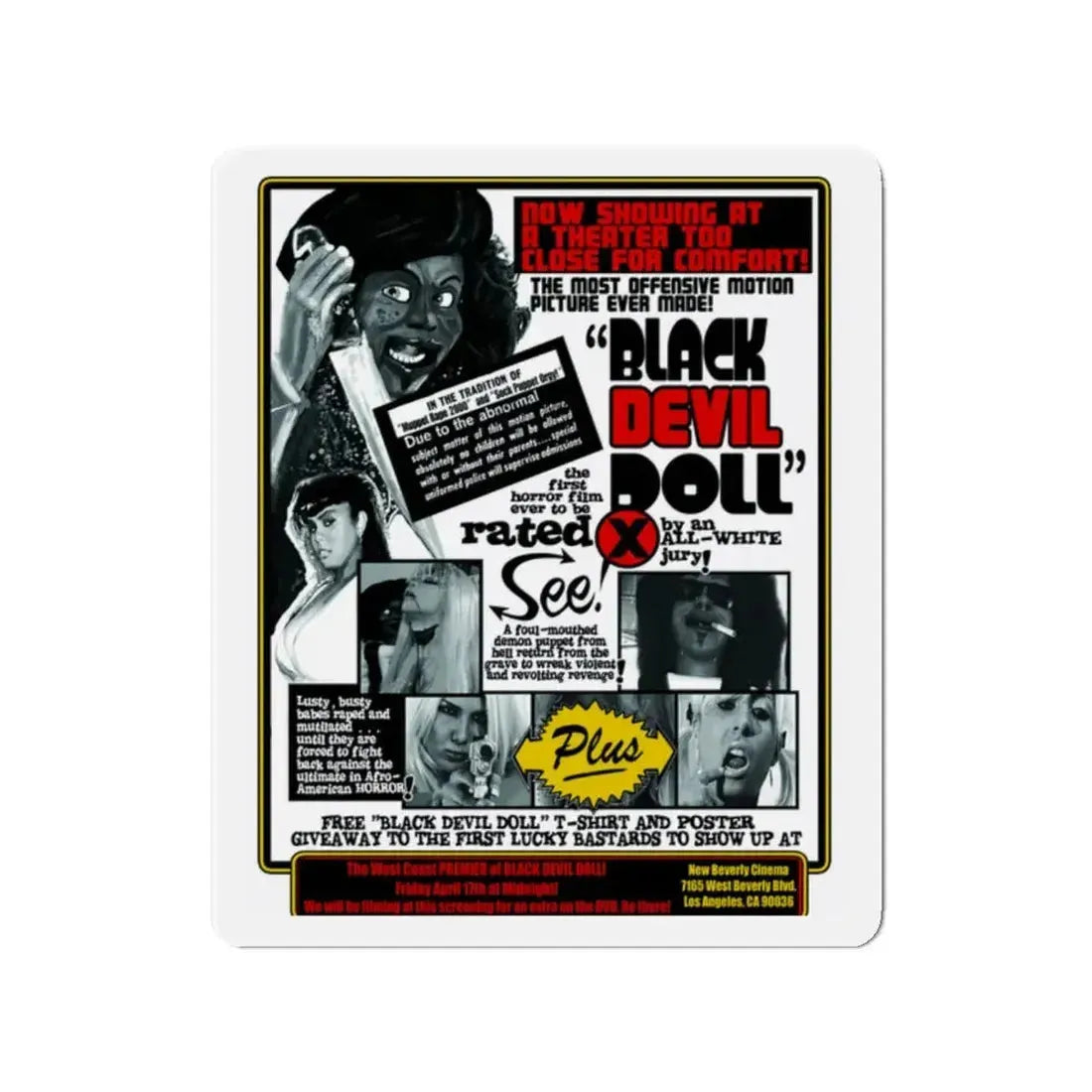 BLACK DEVIL DOLL FROM HELL (TEASER) 1984 Movie Poster - Refrigerator Magnet 2 Inch - The Sticker Space