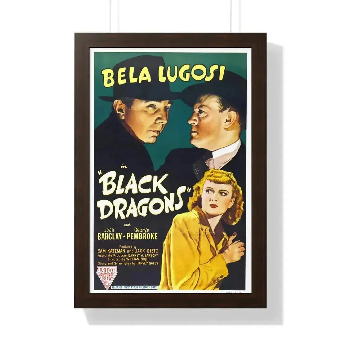 BLACK DRAGONS 1942 - Framed Movie Poster 16″ x 24″ Walnut - The Sticker Space