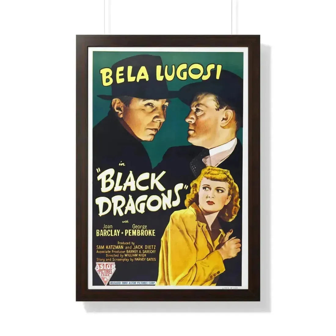BLACK DRAGONS 1942 - Framed Movie Poster 20" x 30" Walnut - The Sticker Space