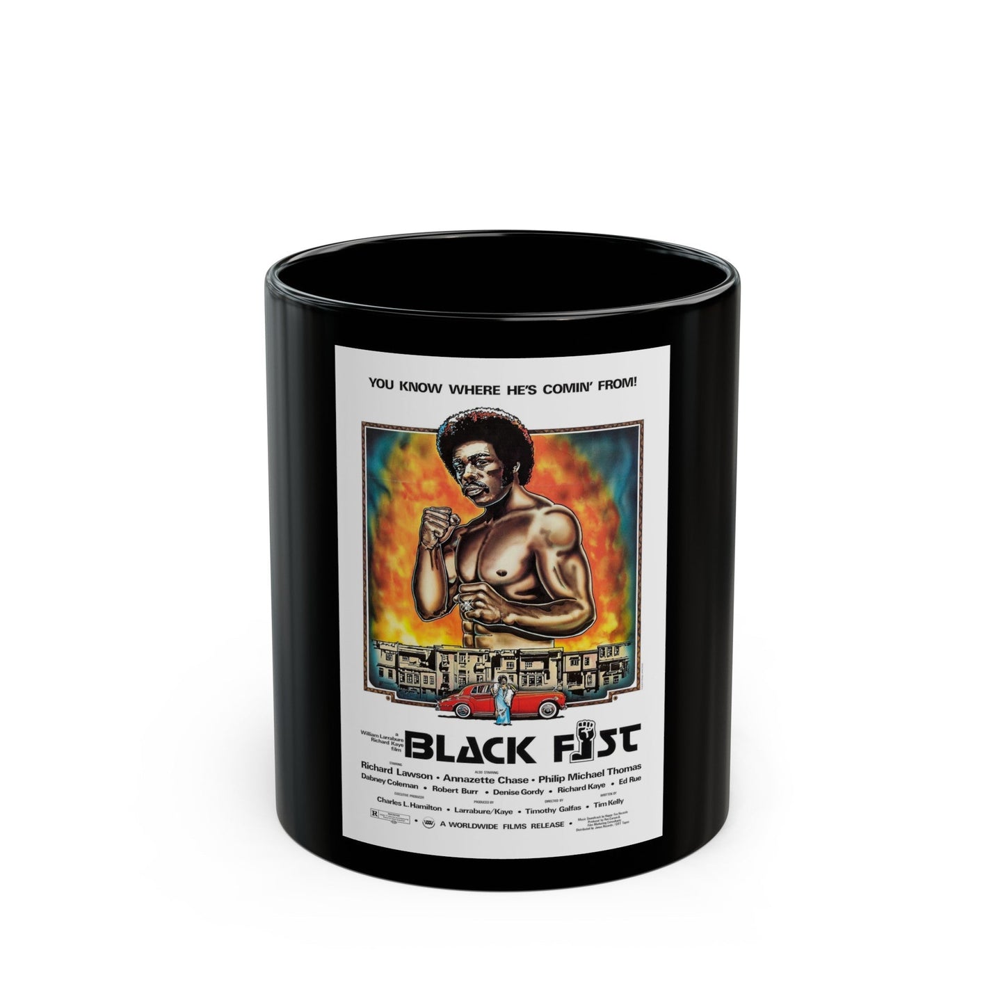 BLACK FIST 1975 Movie Poster - Black Coffee Mug-11oz-The Sticker Space