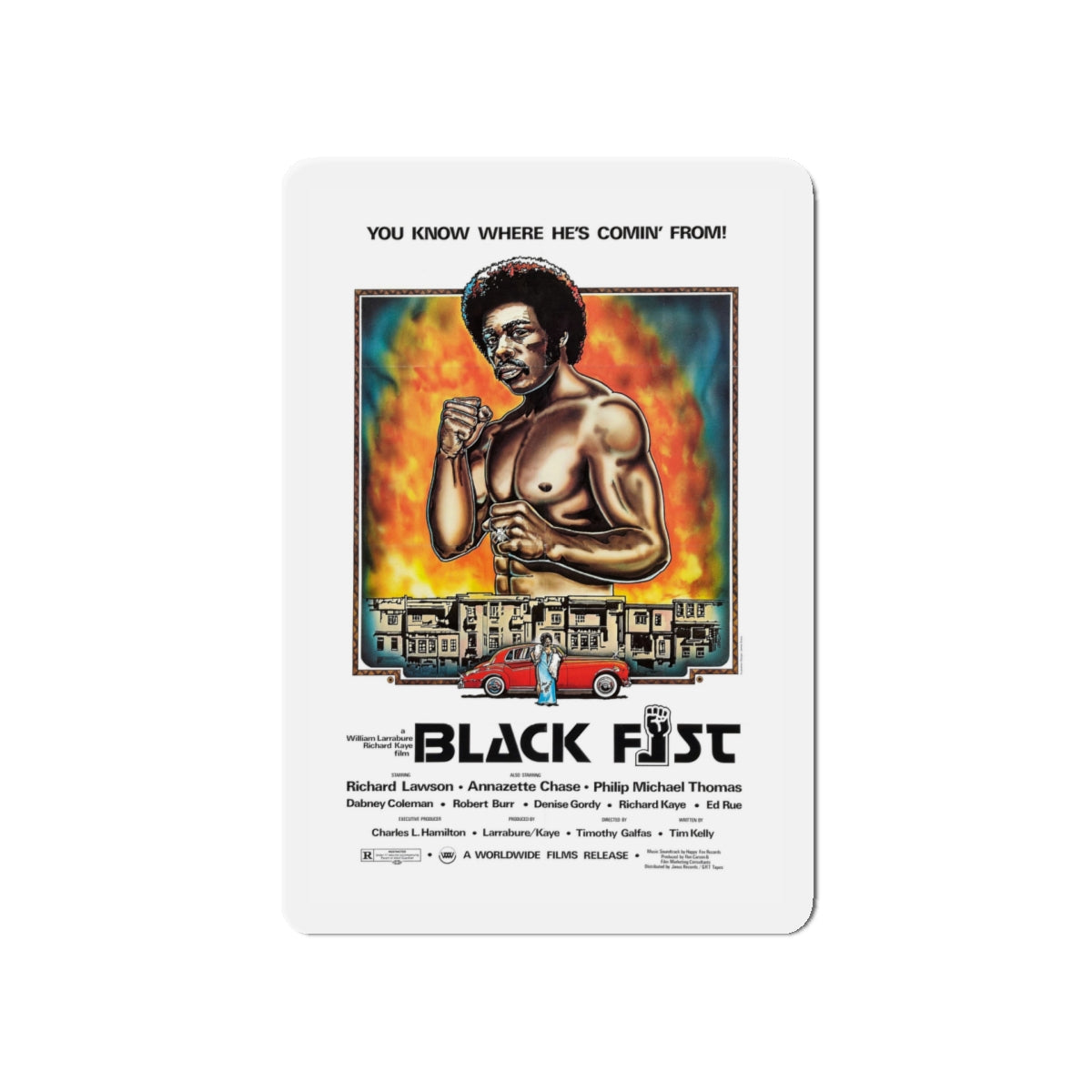 BLACK FIST 1975 Movie Poster - Die-Cut Magnet-5" x 5"-The Sticker Space