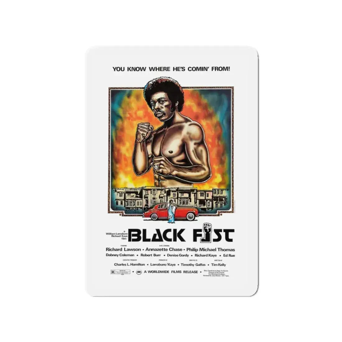 BLACK FIST 1975 Movie Poster - Refrigerator Magnet 3 Inch - The Sticker Space