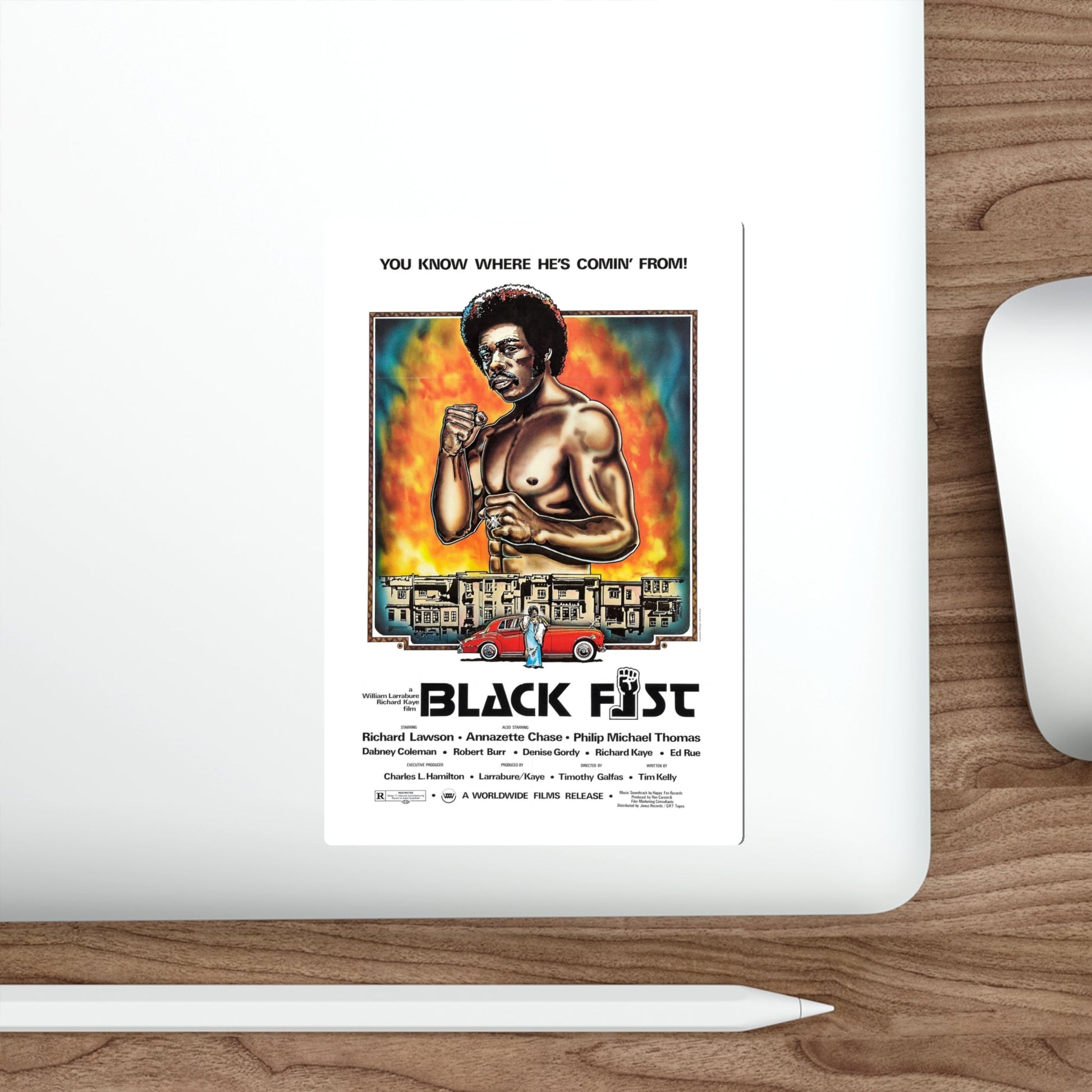 BLACK FIST 1975 Movie Poster STICKER Vinyl Die-Cut Decal-The Sticker Space