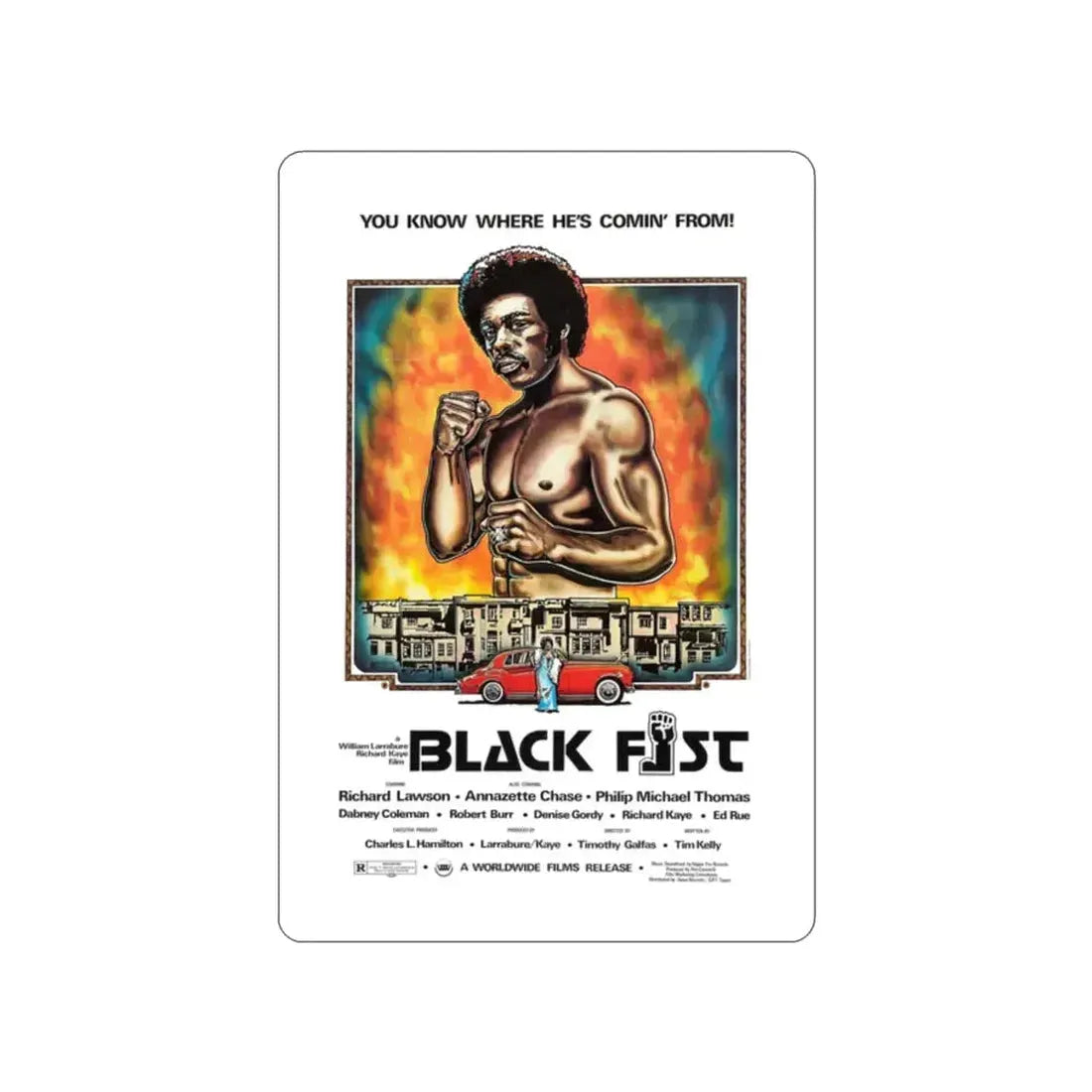BLACK FIST 1975 Movie Poster STICKER Vinyl Die-Cut Decal - The Sticker Space