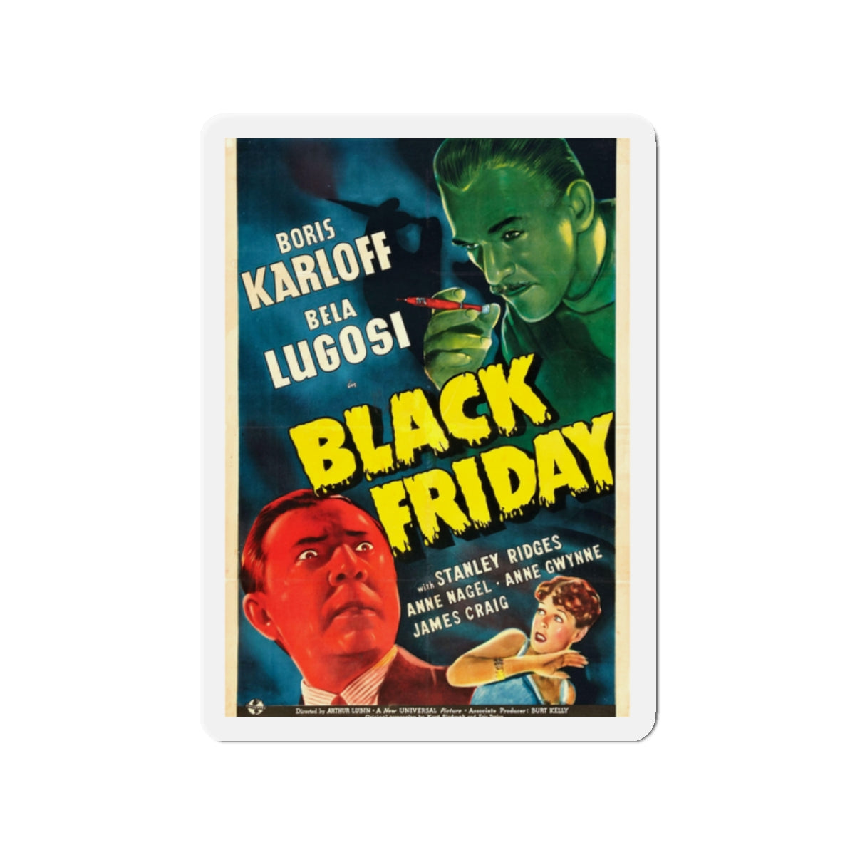 BLACK FRIDAY 1940 Movie Poster - Die-Cut Magnet-2" x 2"-The Sticker Space