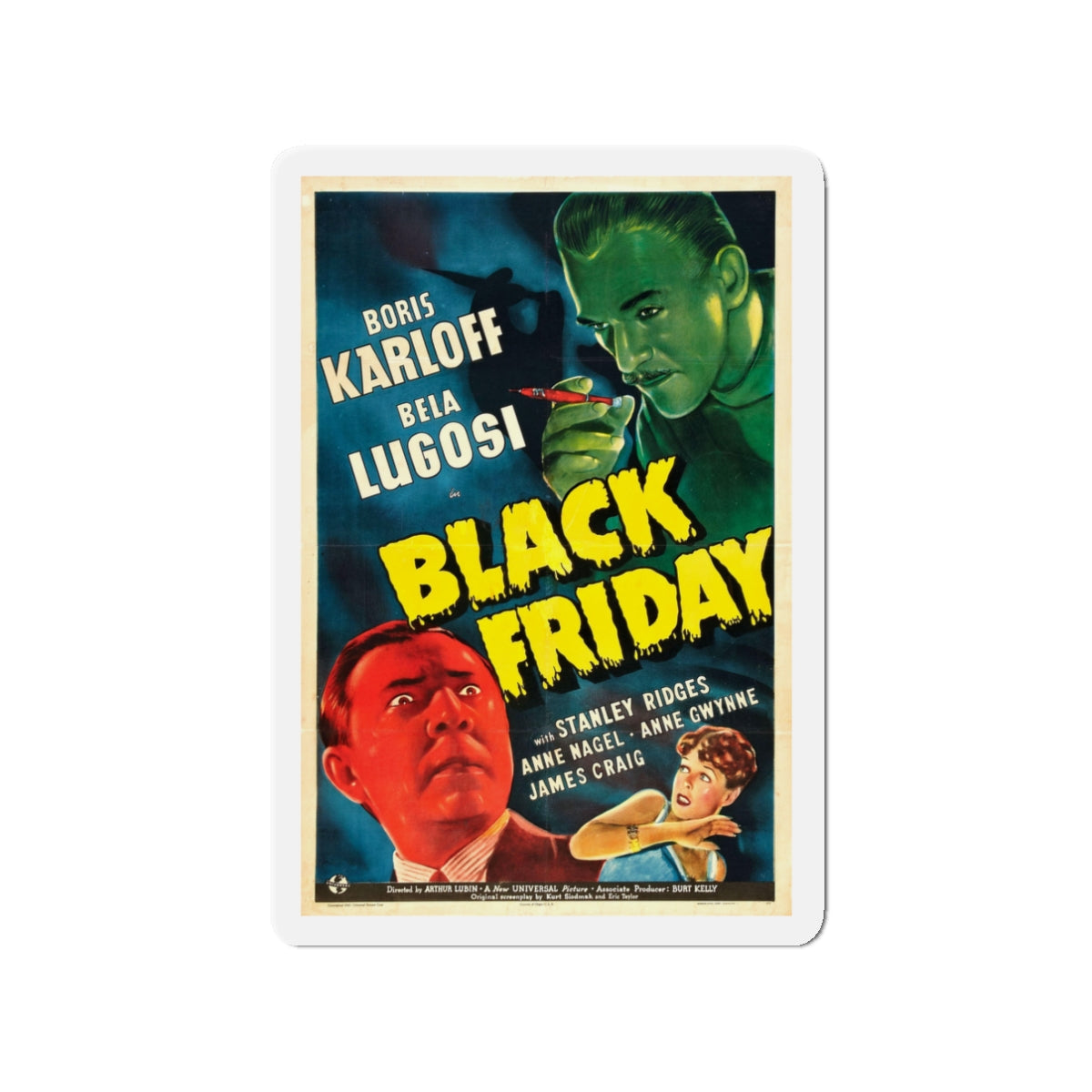 BLACK FRIDAY 1940 Movie Poster - Die-Cut Magnet-3" x 3"-The Sticker Space