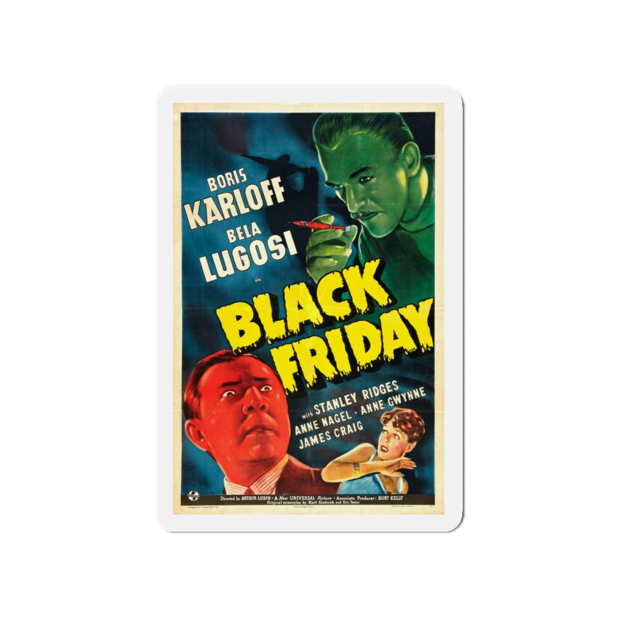 BLACK FRIDAY 1940 Movie Poster - Die-Cut Magnet-4" x 4"-The Sticker Space