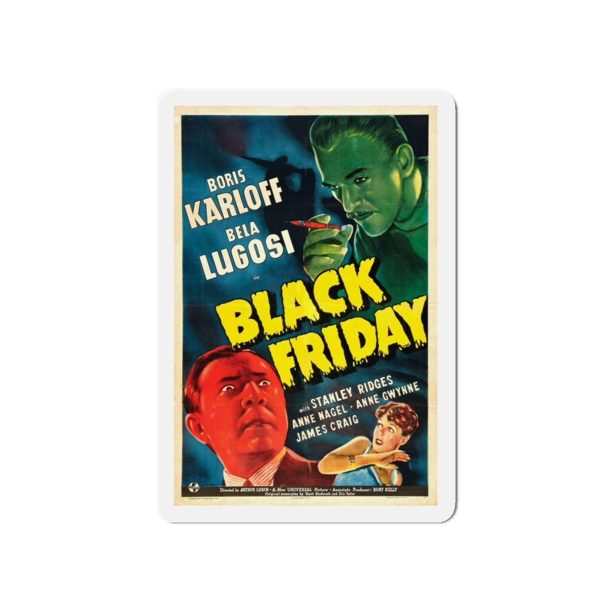 BLACK FRIDAY 1940 Movie Poster - Die-Cut Magnet-5" x 5"-The Sticker Space